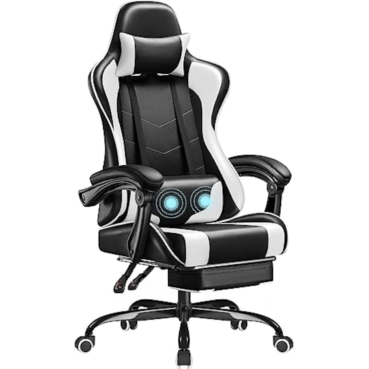 Massage - Gaming-Stuhl mit höhenverstellbarem Drehstuhl, verstellbarer Rückenlehne