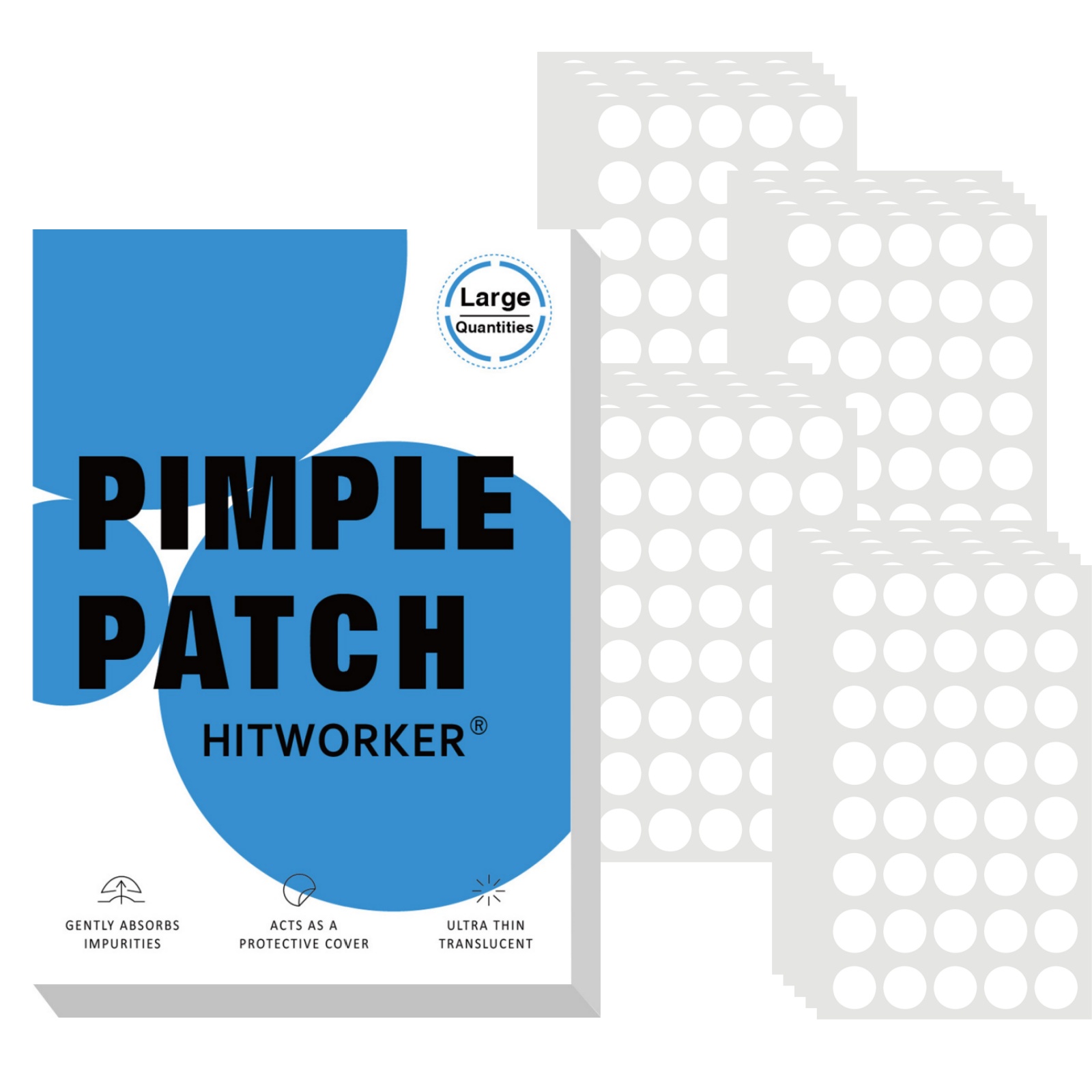 Hydrocolloid Pimple Patch - 800 Stück Hydrokolloid-Akne-Pflaster, Unsichtbare Pickel-Abdeckaufkleber, Ölabsorbierende