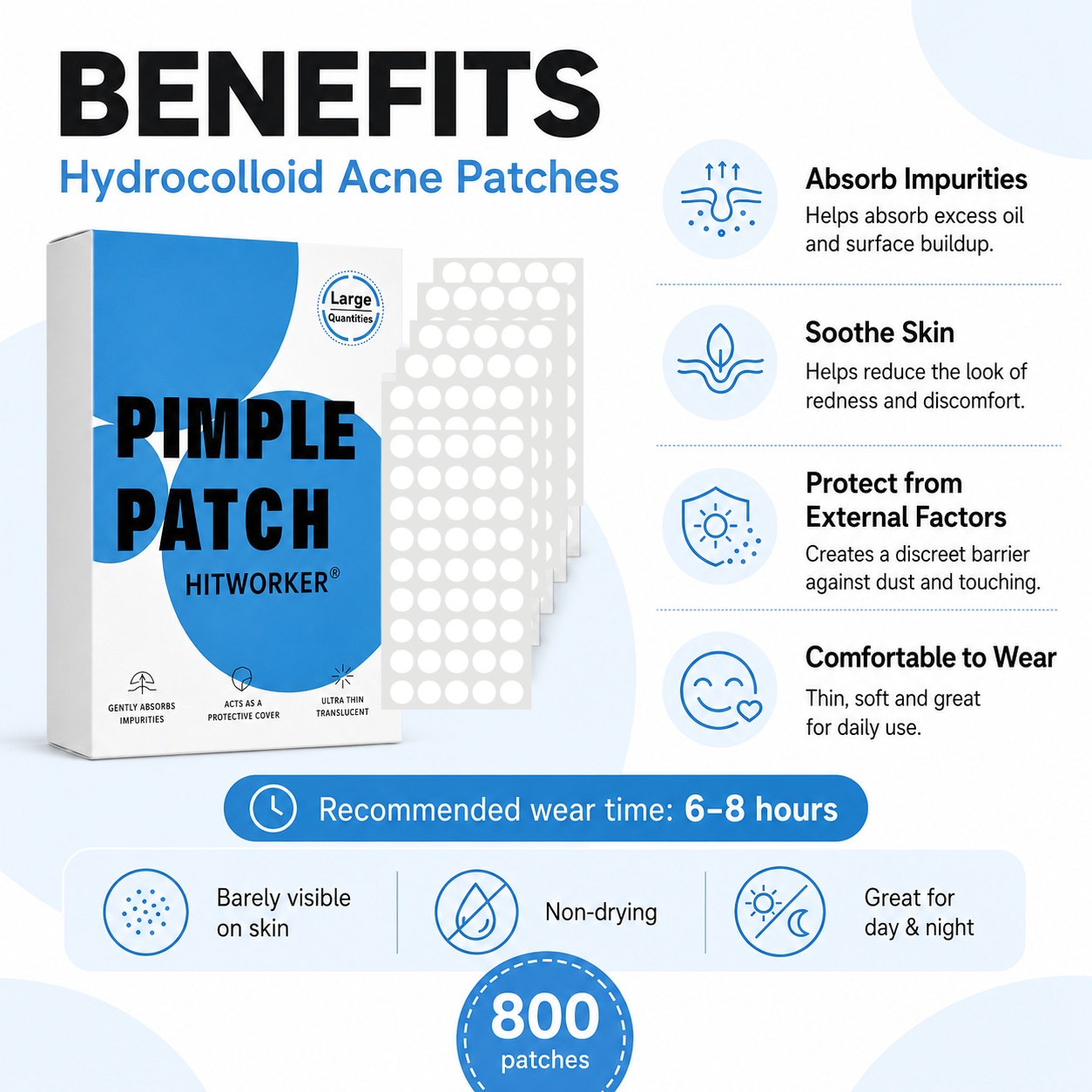 800 Stück Hydrokolloid-Akne-Pf – Hydrocolloid Pimple Patch Bewertung und Preis